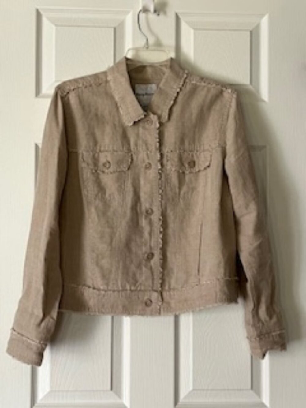 Tommy Bahama Two Palms linen raw-edge jacket, in Natural, size M.